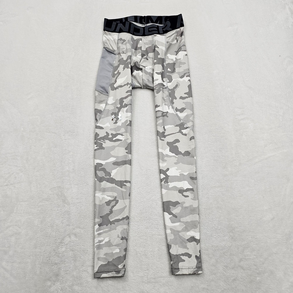 NEW Under Armour ColdGear Leggings Mens Small Grey Camo Compression Tactical